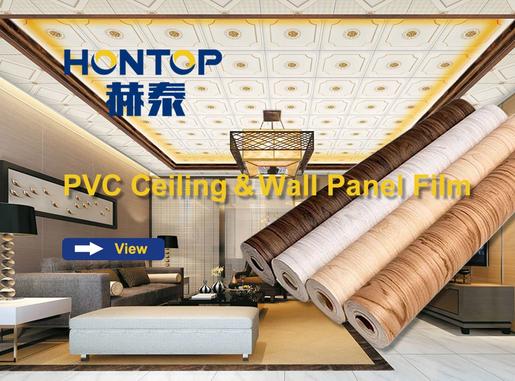 Matt Surface Wood Grain Not Self-Adhesive Interior PVC Laminated Wall Panel PVC Ceiling Panel Film Decorative Foil